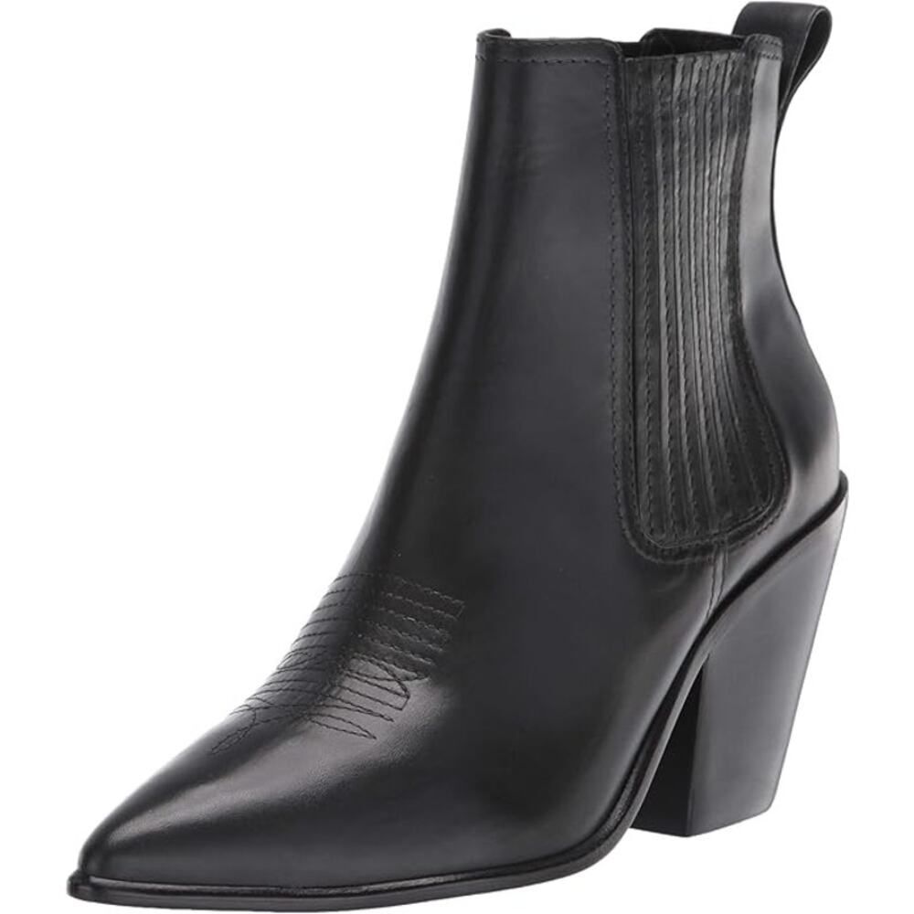 Loeffler Randall Black Leather Pointed-Toe Chelsea Ankle Boots